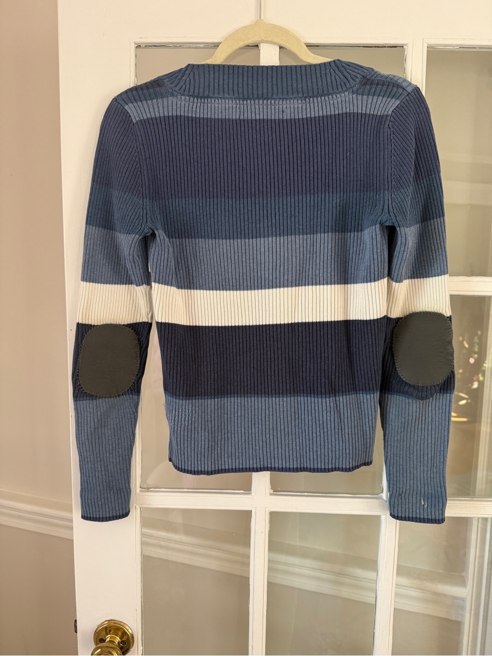 Tommy Hilfiger Striped V-Neck Sweater in Navy, Light Blue & White - Picture 5 of 8